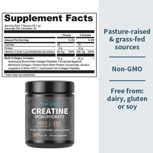 Polvere di Collagene Multiplo a Prezzo di Fabbrica, 500 Grammi, Puro Senza Aromi, Integratore Alimentare Sportivo per Adulti, Creatina Monoidrato 9g - Product Image 5