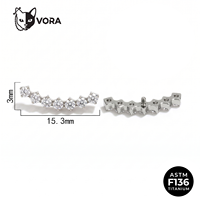 Pendientes de circonita con forma de sonrisa de titanio G23 de grado implante, con parte trasera plana, para perforaciones de lóbulo, hélice y cartílago.
