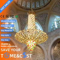 Lustre en verre de luxe moderne d'impression 3D pour les centres commerciaux Hôtels Églises-Grandes lampes suspendues avec base E12 Forme longue