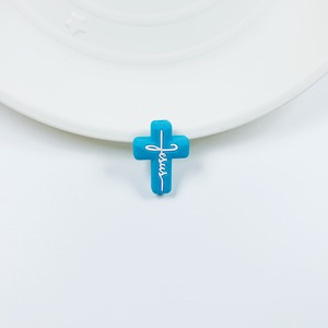 Cuentas de <span class=keywords><strong>silicona</strong></span> con forma de cruz de Jesús para pulseras DIY, cadenas de <span class=keywords><strong>chupete</strong></span> y soporte para bolígrafo - Product Image 6