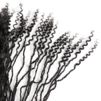 Extensions de dreadlocks permanentes faites à la main en cheveux humains vierges à 100 %, bouclées, avec pointes frisées, couleur et taille personnalisées, vente en gros d'usine