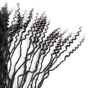 Estensioni Dreadlock Permanenti Fatte a Mano con <span class=keywords><strong>Capelli</strong></span> Umani Vergini al 100%, Stile Goddess Locs, con Punte Ricci, Colore e Dimensioni Personalizzabili - Product Image 3