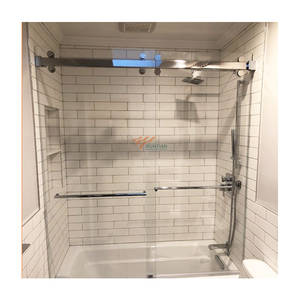 キャビンデザイン シャワーキュービクル バスルーム フレームレス フリースタンディング コーナー スライドドア 強化ガラス シャワーエンクロージャー ベース付き - Product Image 4