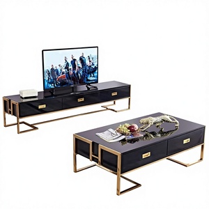 Mueble de TV y Mesa de Centro de Acero Inoxidable de Estilo Nórdico Moderno y Sencillo <span class=keywords><strong>para</strong></span> Sala de Estar de Apartamentos <span class=keywords><strong>Grandes</strong></span>/Pequeños - Product Image 1