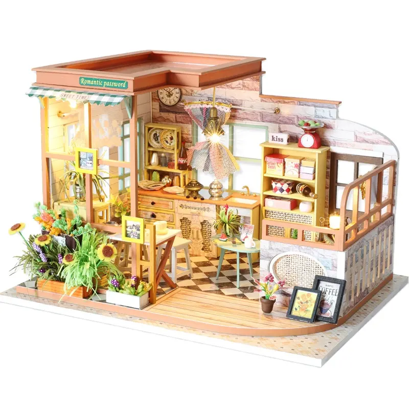 Maison de poupée Miniature Style exquis lire code romantique cadeau enfants accompagner bricolage maison de poupée Miniature