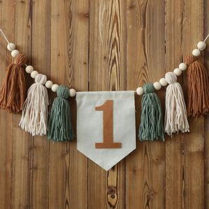 Bannière pour chaise haute pour le 1er anniversaire, guirlande de perles en bois faites à la main, décorations pour fête du 1er anniversaire - Product Image 4