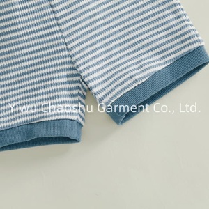 Conjunto de Ropa de Algodón a Rayas con la Letra MAMAS BOY, Ropa Casual de Verano para Bebés, Mameluco de Manga Corta y Pantalones Cortos para Niños Pequeños - Product Image 3