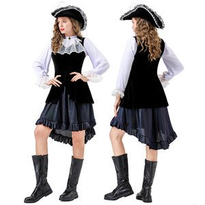 Costume d'Halloween élégant, robe de pirate preppy, cosplay, costume de pirate des Caraïbes pour adulte, costume de fête de carnaval, costume de scène - Product Image 1