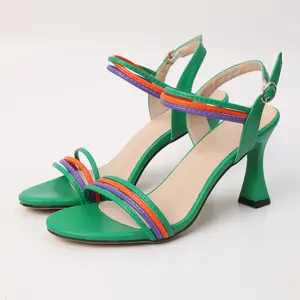 New design fashion colour thin heel light weight sexy elegant women high heels sandals