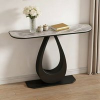 Table console moderne de style italien, légère et luxueuse, avec structure en métal et plateau en ardoise, pour salon, chambre, hôtel, hall d'entrée