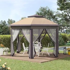 Toldo pequeño impermeable resistente de 3m x 3m para exteriores fácil de plegar pérgola de patio con marco recubierto de polvo carpa superior suave Gazebo - Product Image 4