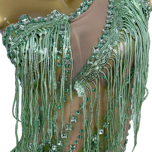 Robe longue asymétrique à strass et franges pour femme, idéale pour anniversaire, soirée, banquet, club, fête, spectacle ou <span class=keywords><strong>festival</strong></span> - Product Image 6