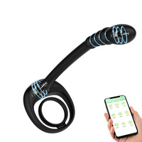Vibrador de anillo de pene con Control remoto por aplicación, masajeador de próstata masculino, retardante de eyaculación, anillo para pene, tapón Anal, juguete sexual para hombres y adultos