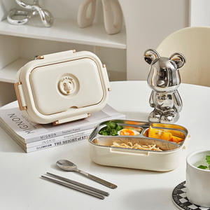 Lonchera Ecológica Aislada de Acero Inoxidable de Grado 304, 3 Compartimentos, Apta para Microondas, Caja Bento con Tapa Hermética para el Trabajo y la Universidad - Product Image 5