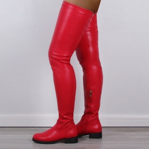 Bottes pour femme à talon bloc bas rouge et noir, bottes hautes au-dessus du genou pour femme 2025 - Product Image 5