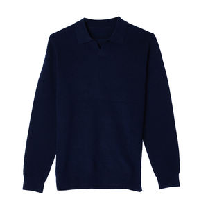 2025 Venta al por mayor de tendencia personalizada American 100% CashmereKnit acanalado de manga larga para hombre suéter Polo con cuello en V suéter de punto - Product Image 1