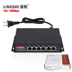 4个10/100m端口以太网PoE交换机2个10/100m上行链路端口IEEE802.3af/at PoE扩展到250M，用于IP摄像机和无线ap - Product Image 1