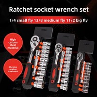 Ensemble d'outils de réparation automobile multifonctionnel - Portable pour usage domestique - Boîte à outils à cliquet en acier au vanadium 14/38 vitesses avec clé à douille à action rapide