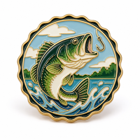 Broche Poisson Barre Sautant avec Crochet Doré, Badge de Revers en Émail Souple pour Pêcheur, Souvenir, Commande en Gros