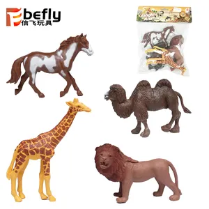 Massa cavalo selvagem de plástico, leão girafa camel modelo animais brinquedos