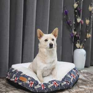 Explosive Model Luxury Pet <b>Beds</b> Size Small Cat Litter Simple Striped Round Plush Pet <b>Bed</b> Comfortable Lambswool Dog Mat Dog <b>House</b> - Product Image 1
