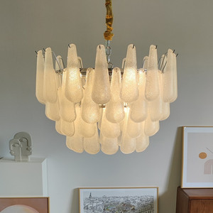 New modern LED pháp Chic đám mây Frosted blass ánh sáng mặt dây chuyền vàng vòng/dài đèn chùm phòng khách ánh sáng đồ đạc - Product Image 6