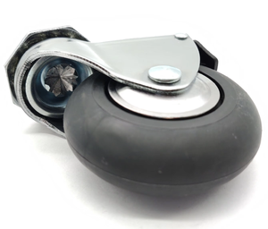 Roue de meuble <span class=keywords><strong>en</strong></span> caoutchouc thermoplastique souple à tige filetée de 75 mm, 80 Shore A, avec bande de roulement ronde, pour équipement médical - Product Image 2