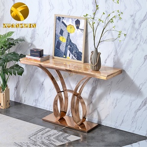 Bàn Đá Cẩm Thạch Sang Trọng Trên Hành Lang Dài Bảng Điều Khiển Hẹp Với Đế Bằng Thép Không Gỉ Cho Đồ Nội Thất CT036 - Product Image 5