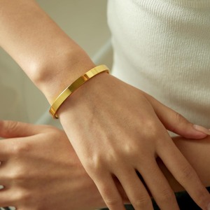 Bracelets jonc en acier inoxydable plaqué <span class=keywords><strong>or</strong></span> 18 carats avec zircone cubique, bracelets jonc ovales en cristal éternel dorés pour femmes - Product Image 4