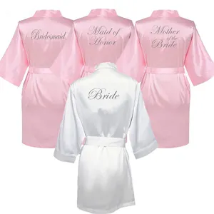 Túnicas de seda rosa para mujer, túnicas de satén personalizadas con logo
