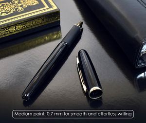 Executive Rollerball Gel Ink <b>Pen</b> Set in Gift <b>Box</b>, Black Gloss Classic Business <b>Pen</b> with Removable Cap, Gold Accents, - Product Image 5