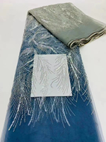 Zèle fait à la main de haute qualité robe de mariée africaine largeur personnalisée dentelle tissu avec paillettes perles luxe broderie mariage