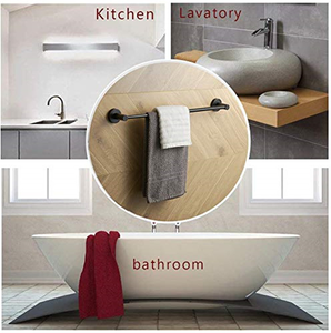 Porte-serviettes mural <span class=keywords><strong>extensible</strong></span> en acier inoxydable noir réglable Porte-serviettes rétractable moderne Porte-serviettes pour hôtels - Product Image 4