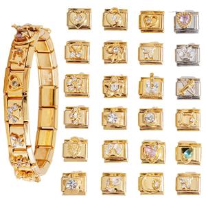 Modular Charm <b>Bracelet</b> Gold Tone <b>Crystal</b> Rhinestone Unisex Jewelry Gift Accessory Chain - Product Image 1