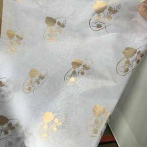 Black Luxury Branded Single Waterproof 17gsm Gold Foil Printed Personalized <b>Biodegradable</b> Wrapping <b>Paper</b> for Clothes Shoes Socks - Product Image 6