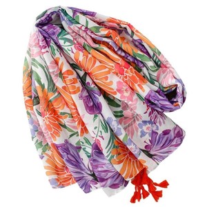 Nuevo Diseño de Alta Calidad, Hijab con Estampado Floral Rosa Tropical, Borlas Hechas a Mano, Cubre Traje de Baño para Verano, Chales con Flecos de Poliéster - Product Image 3