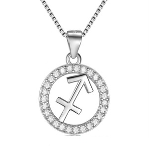925 personalizzato in argento sterling micro pavè zircone leo e taurus ciondolo dodici costellazioni collana gioielli da donna - Product Image 1