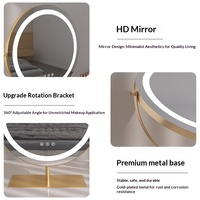 Miroir de Maquillage LED sur Pied/Table en Métal Réglable, Grossissement 10X, Grande Taille pour un Design Glamour, Éclairage Tactile LED pour Mariage