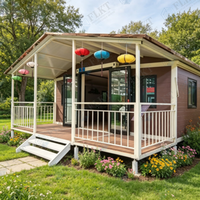 FLKT Maisonnette de luxe préfabriquée pour personnes âgées, 2 chambres, 20 pieds, extensible, ignifuge, type hôtel