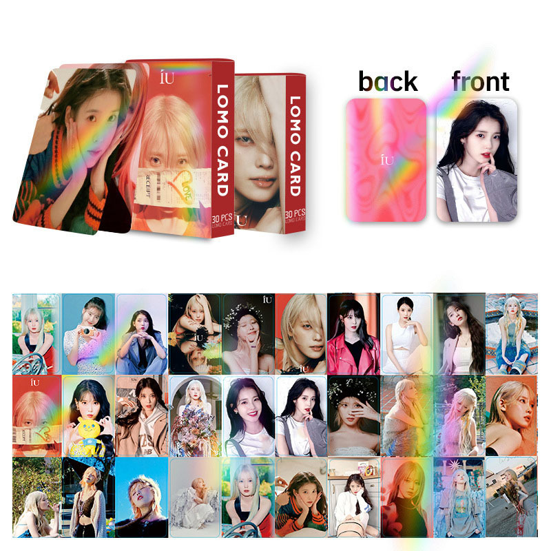 30pcs/set Kpop IU Leejieun Laser Card Double-Sided Postcard