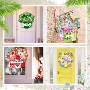 Wooden Floral <b>Spring</b> Door <b>Decorative</b> Sign Garland Indoor Outdoor Home Furnishing Welcome Sign 12 Pieces Set - Product Image 4