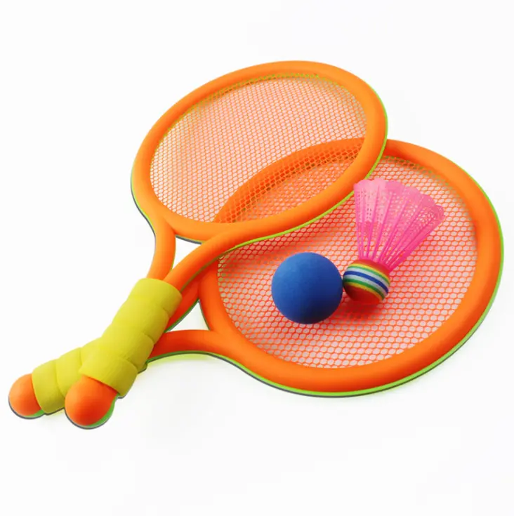 Детские теннисные ракетки, мягкие тренировочные мячи для бадминтона и птицы, 2 в 1, теннисные ракетки, подарочный набор для детей