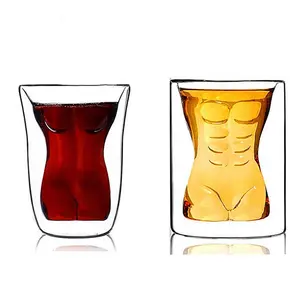 Sexy signora uomini durevole doppia parete bicchieri di whisky bicchierino di vino bicchierino di birra in vetro