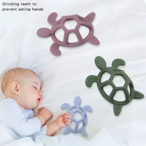 Cadeau de dentition de qualité alimentaire avec logo personnalisé pour bébé jouet en forme de tortue jouets à mâcher en silicone sans BPA pour bébé