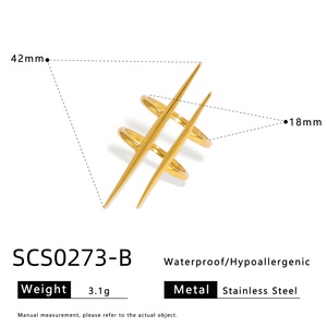 Ensemble de bagues ouvertes d'été en acier inoxydable plaqué or 18 carats, style océan, géométrique, coquillage, feuille, fleur, Hyperbole - Product Image 6