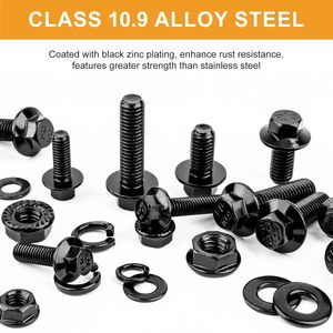 M6 M8 <b>Flange</b> Hex <b>Bolt</b> Nut Washer Kit 10.9 Alloy Steel Black Zinc For Auto Repair - Product Image 5