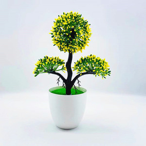 Arbre Bonsaï Artificiel en Pot, Plante Décorative d'Intérieur, 56 Fleurs en Plastique, Arbre à Monnaie, Couleur Verte - Product Image 3