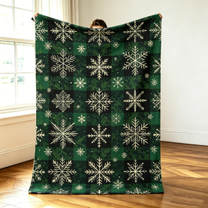 Invierno dos capas Navidad bosque verde rojo impresión personalizada polar Sherpa visón Mantas y mantas - Product Image 1