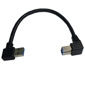 Câble de données USB 3.0 à angle droit AM vers BM 90 degrés, fil de cuivre noir moulé par injection, emballage individuel - Product Image 3