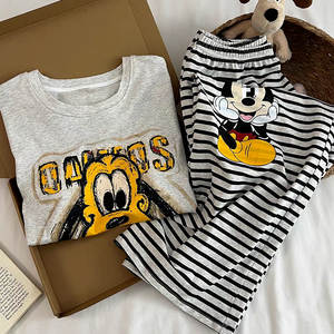 Pijamas térmicos de verano para mujer, pantalones de punto a rayas de perro Pluto gris claro, pantalones cortos largos de cintura elástica, <span class=keywords><strong>ropa</strong></span> explosiva para el hogar - Product Image 5